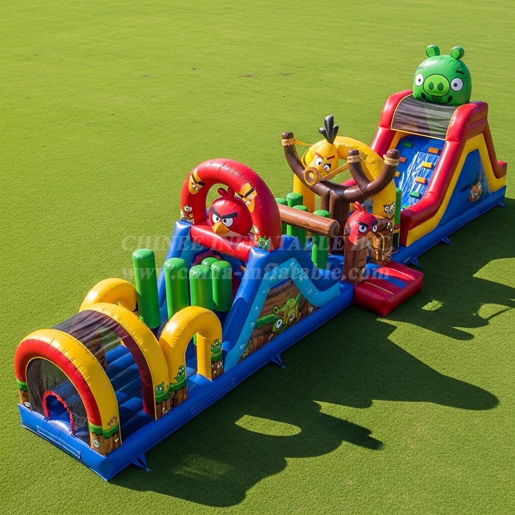 T7-4092 Angry Birds Theme Inflatable Obstacle Course