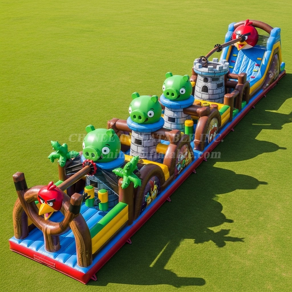 T7-4093 Angry Birds Theme Inflatable Obstacle Course
