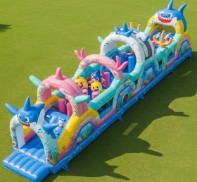 T7-4102 Baby Shark Theme Inflatable Obstacle Course