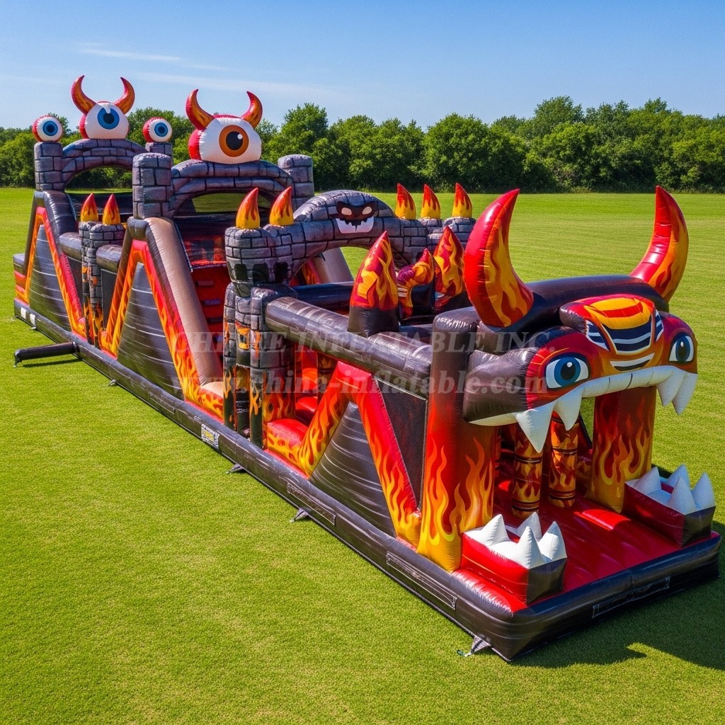 T7-4122 Blaze Monster Theme Inflatable Obstacle Course