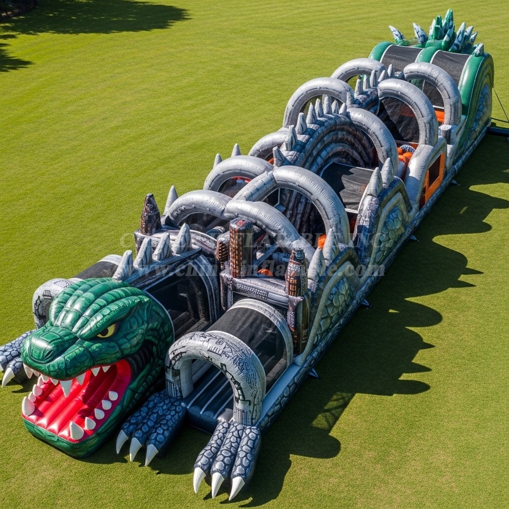 T7-4189 Godzilla Theme Inflatable Obstacle Course