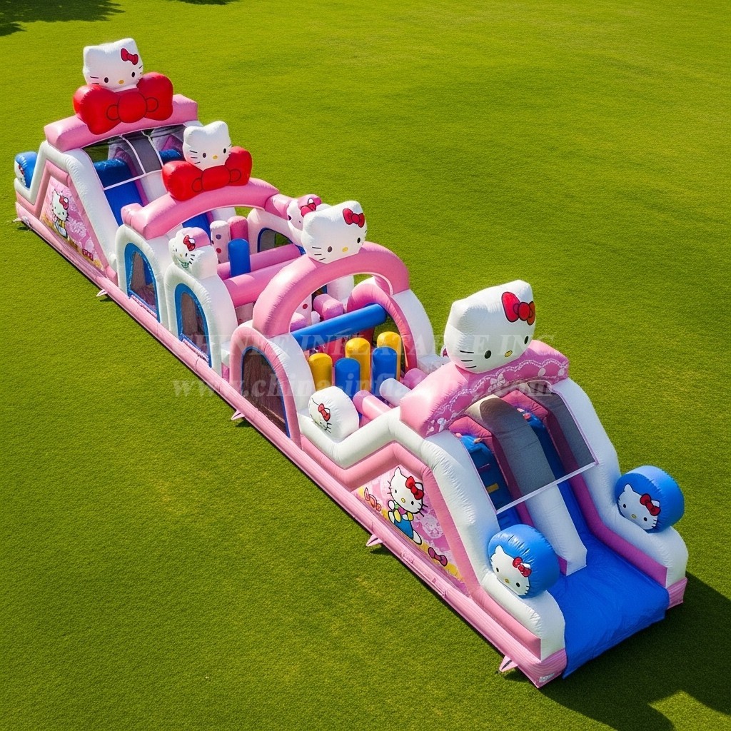 T7-4198 Hello Kitty Theme Inflatable Obstacle Course