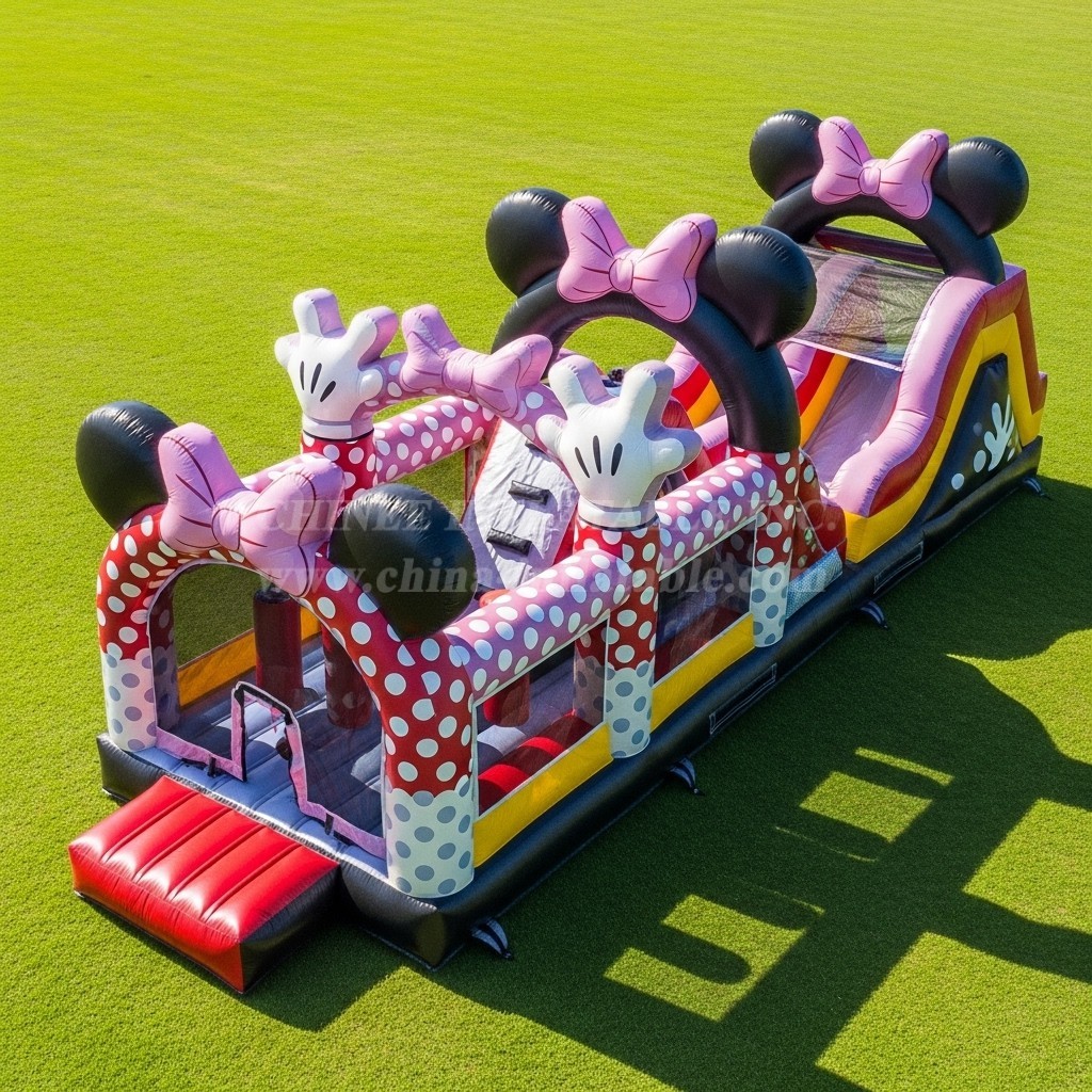 T7-4243 Mickey & Minnie Theme Inflatable Obstacle Course