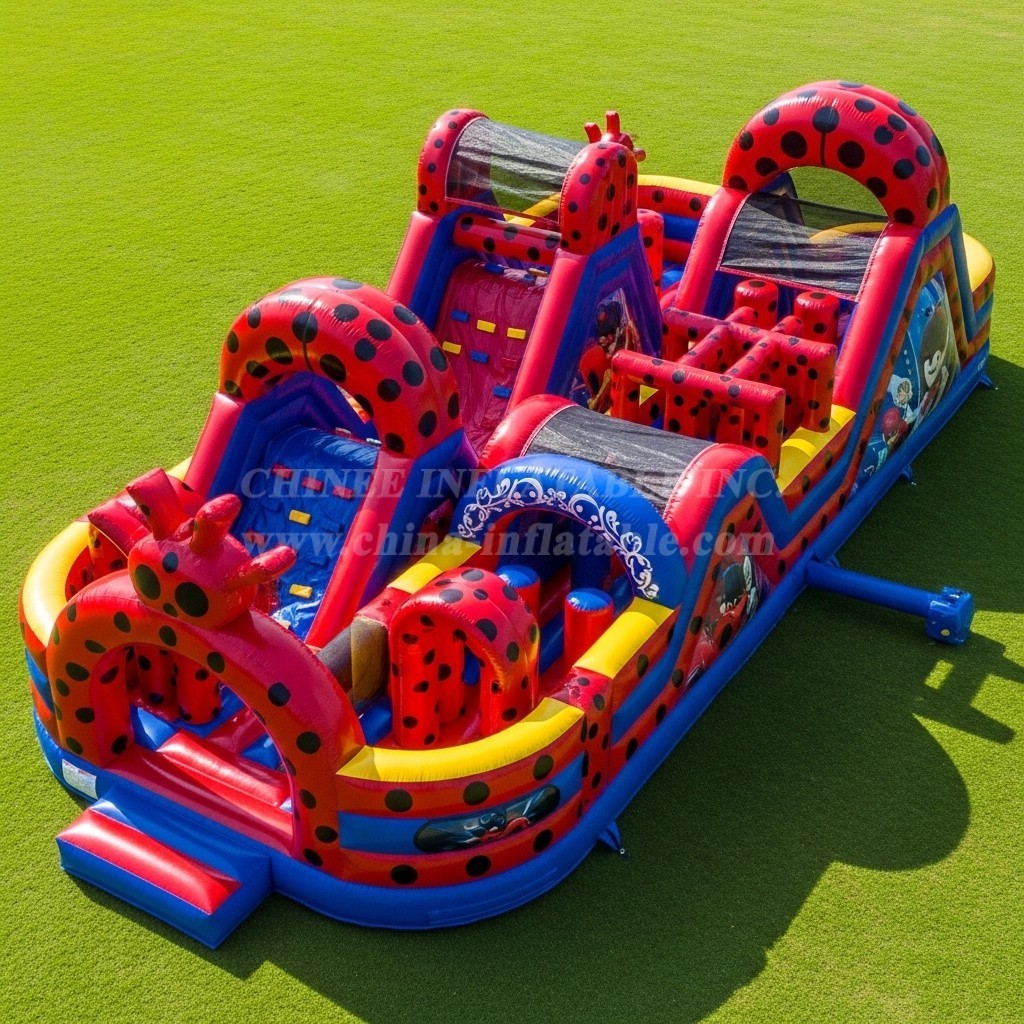 T7-4257 Miraculous Ladybug Theme Inflatable Obstacle Course