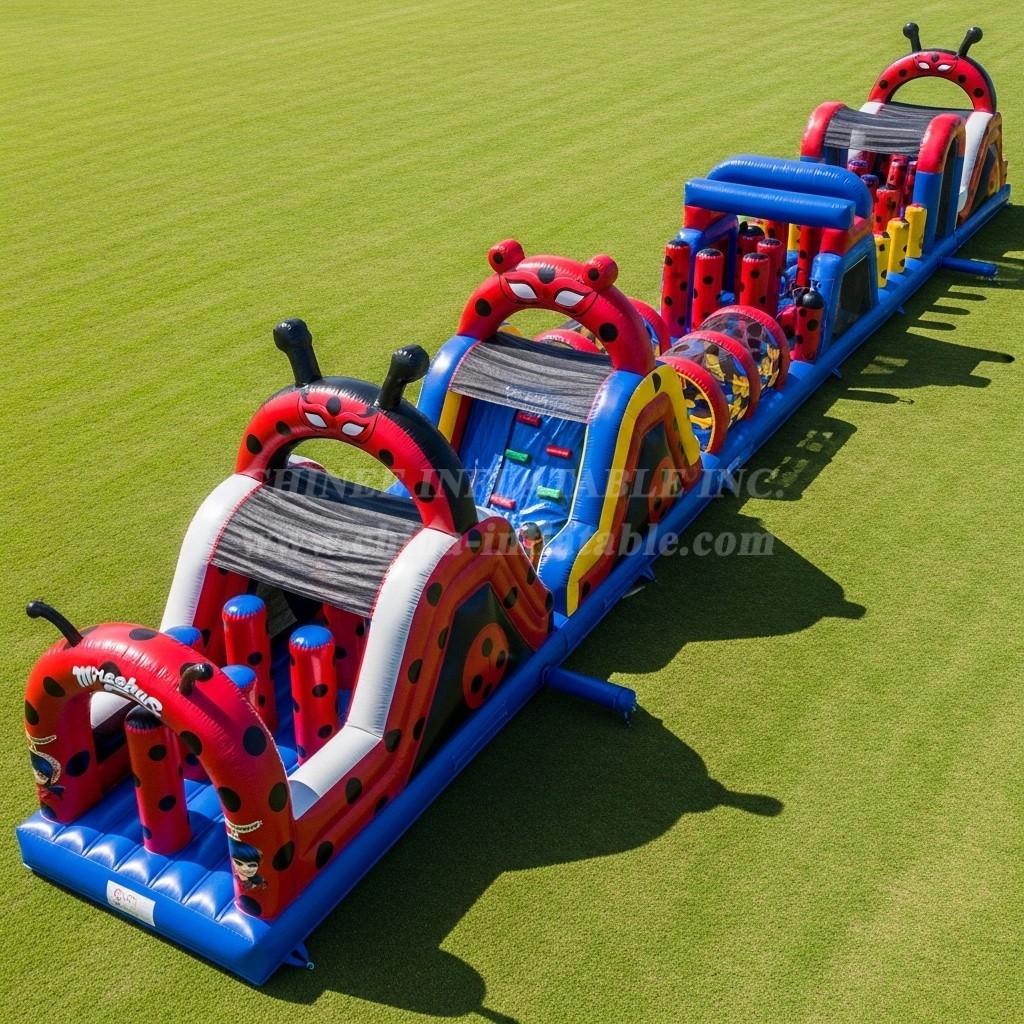 T7-4258 Miraculous Ladybug Theme Inflatable Obstacle Course