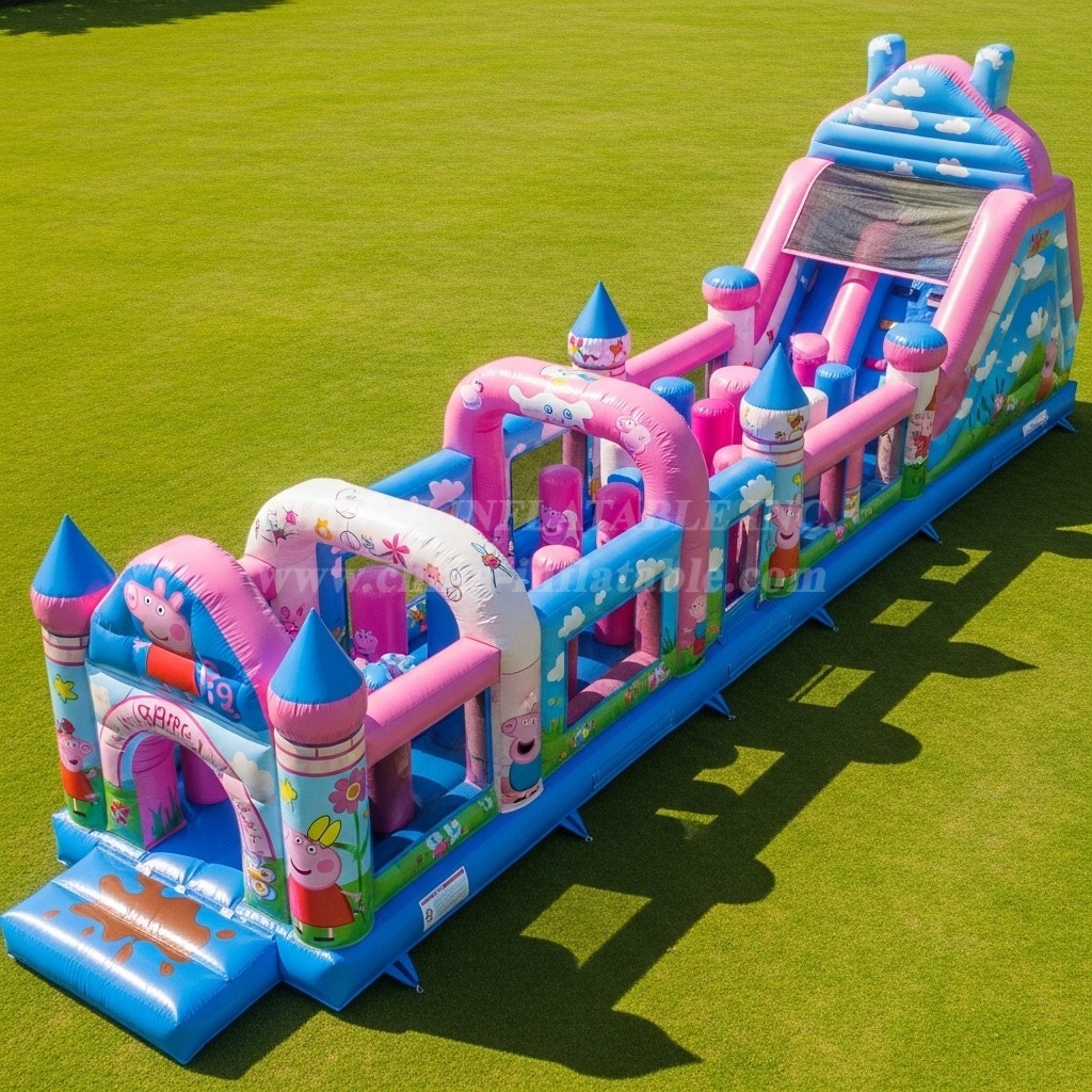 T7-4299 Peppa Pig Theme Inflatable Obstacle Course