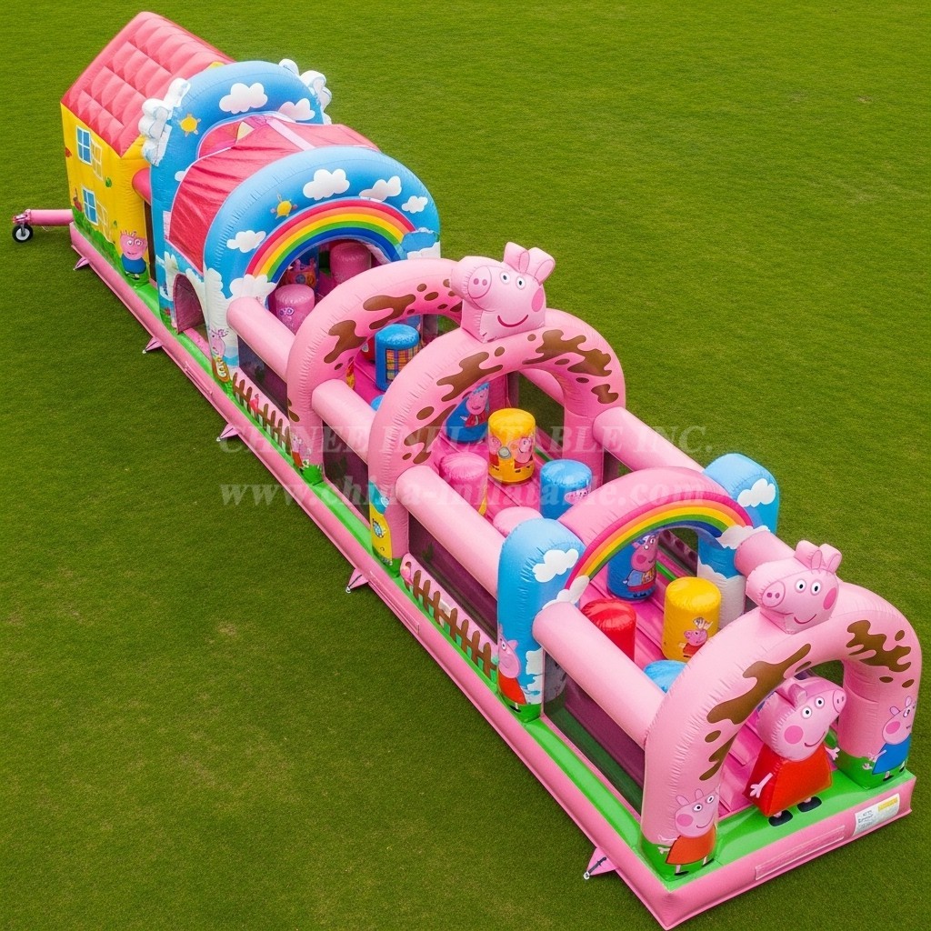 T7-4300 Peppa Pig Theme Inflatable Obstacle Course