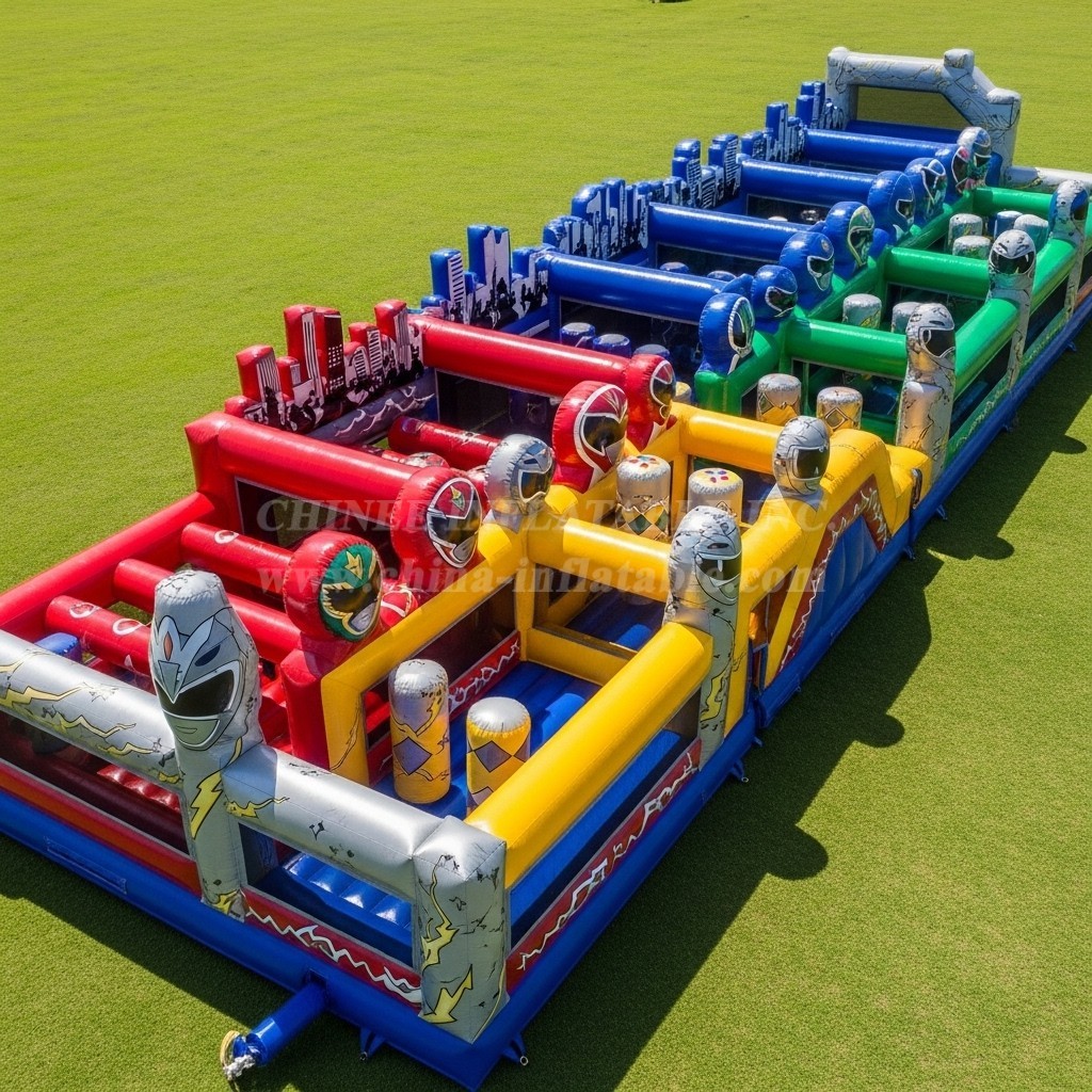 T7-4324 Power Rangers Theme Inflatable Obstacle Course