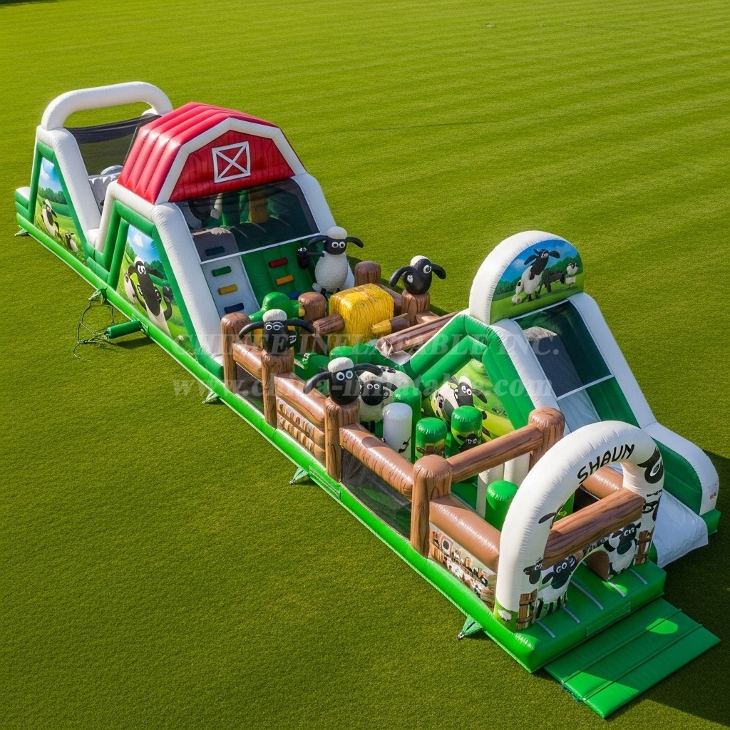 T7-4345 Shaun the Sheep Theme Inflatable Obstacle Course