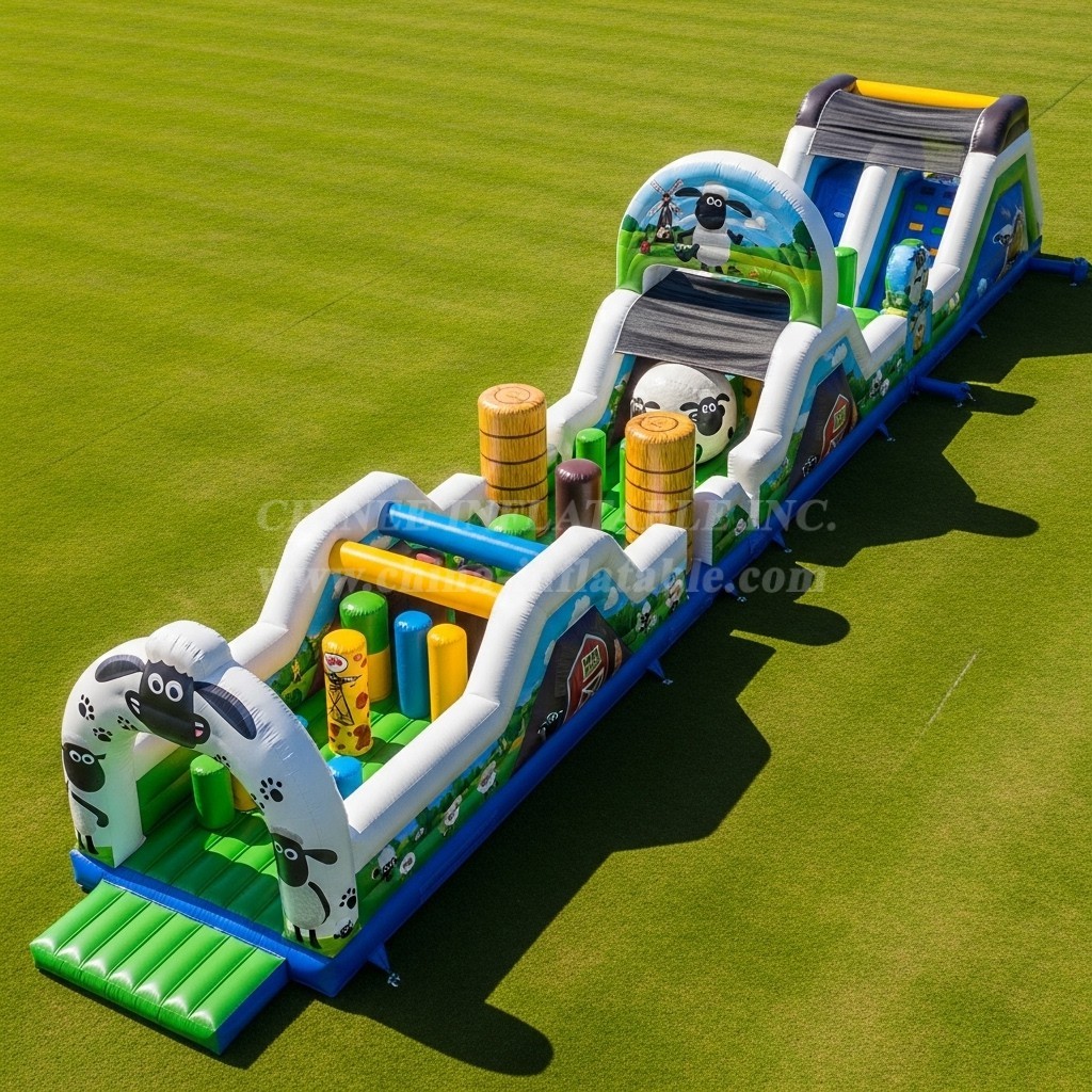 T7-4346 Shaun the Sheep Theme Inflatable Obstacle Course