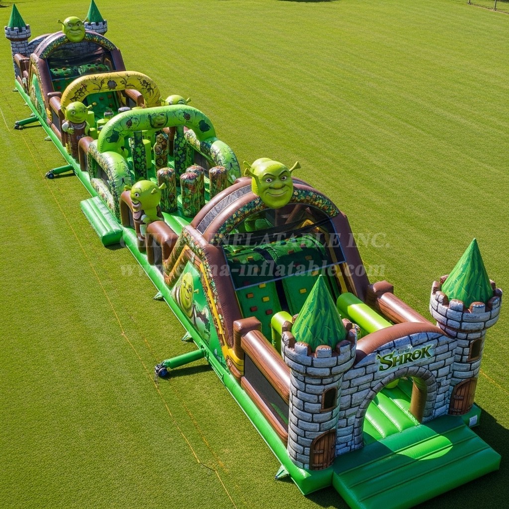 T7-4352 Shrek Theme Inflatable Obstacle Course