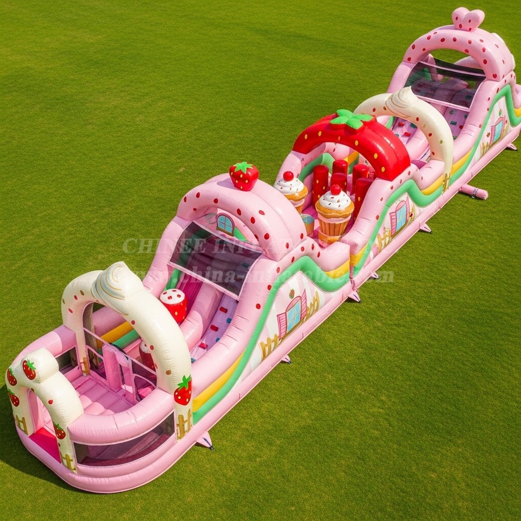 T7-4372 Strawberry Shortcake Theme Inflatable Obstacle Course