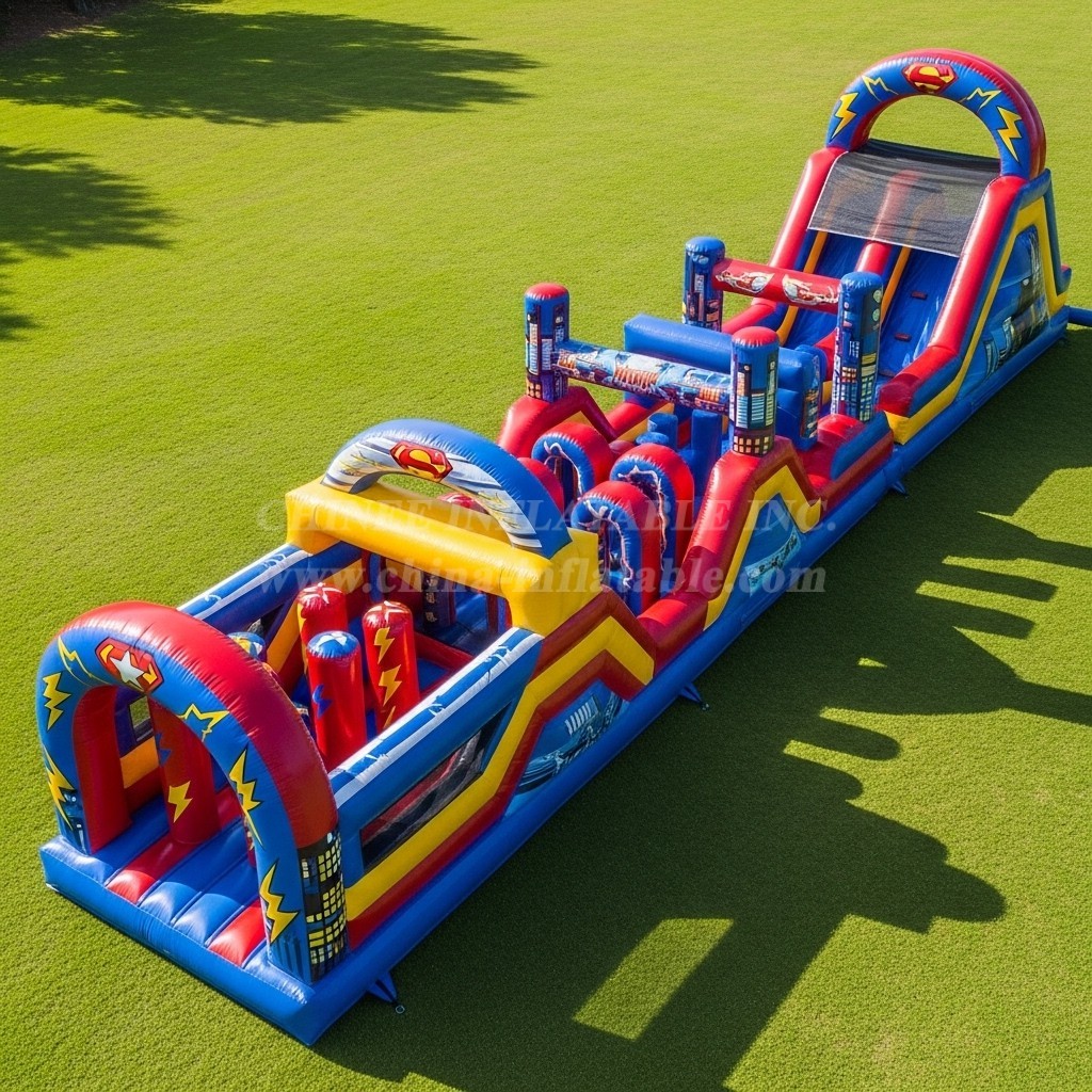 T7-4377 Superhero Theme Inflatable Obstacle Course
