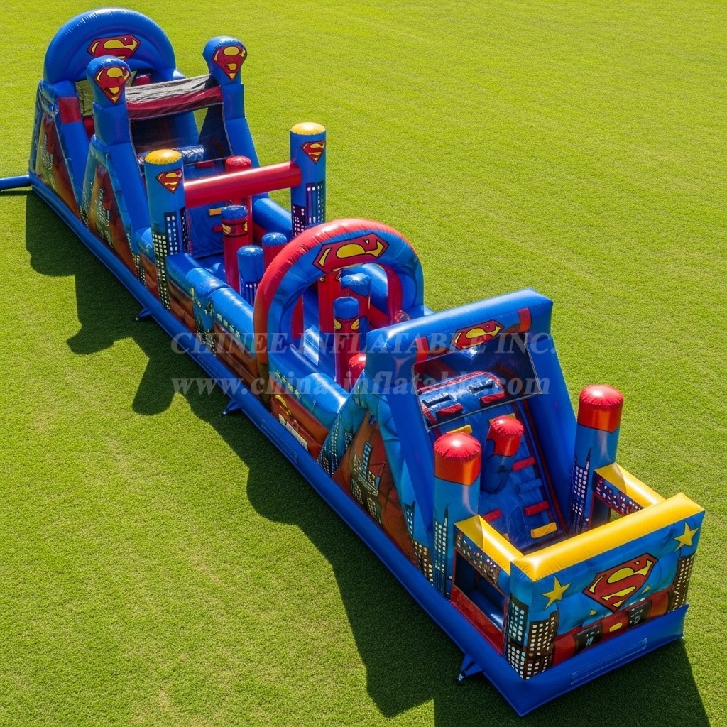 T7-4380 Superman Theme Inflatable Obstacle Course