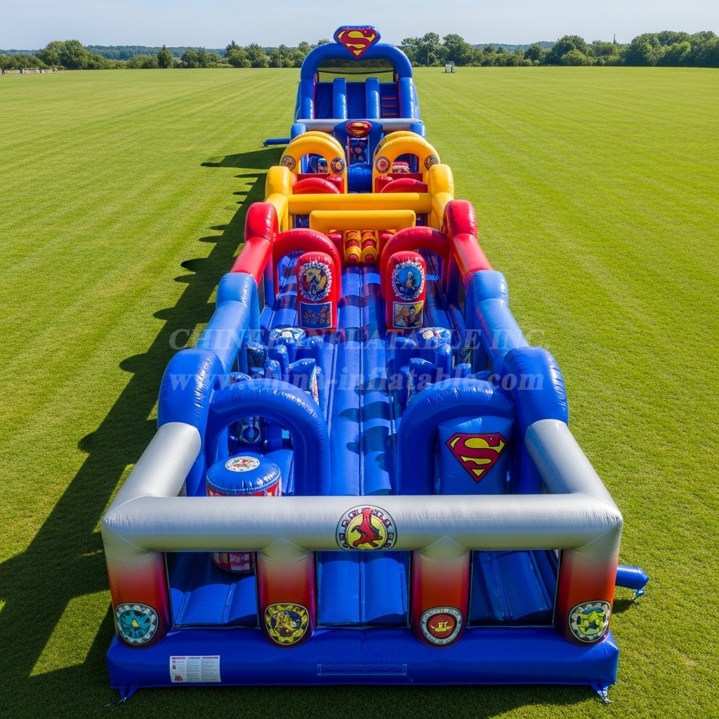 T7-4381 Superman Theme Inflatable Obstacle Course