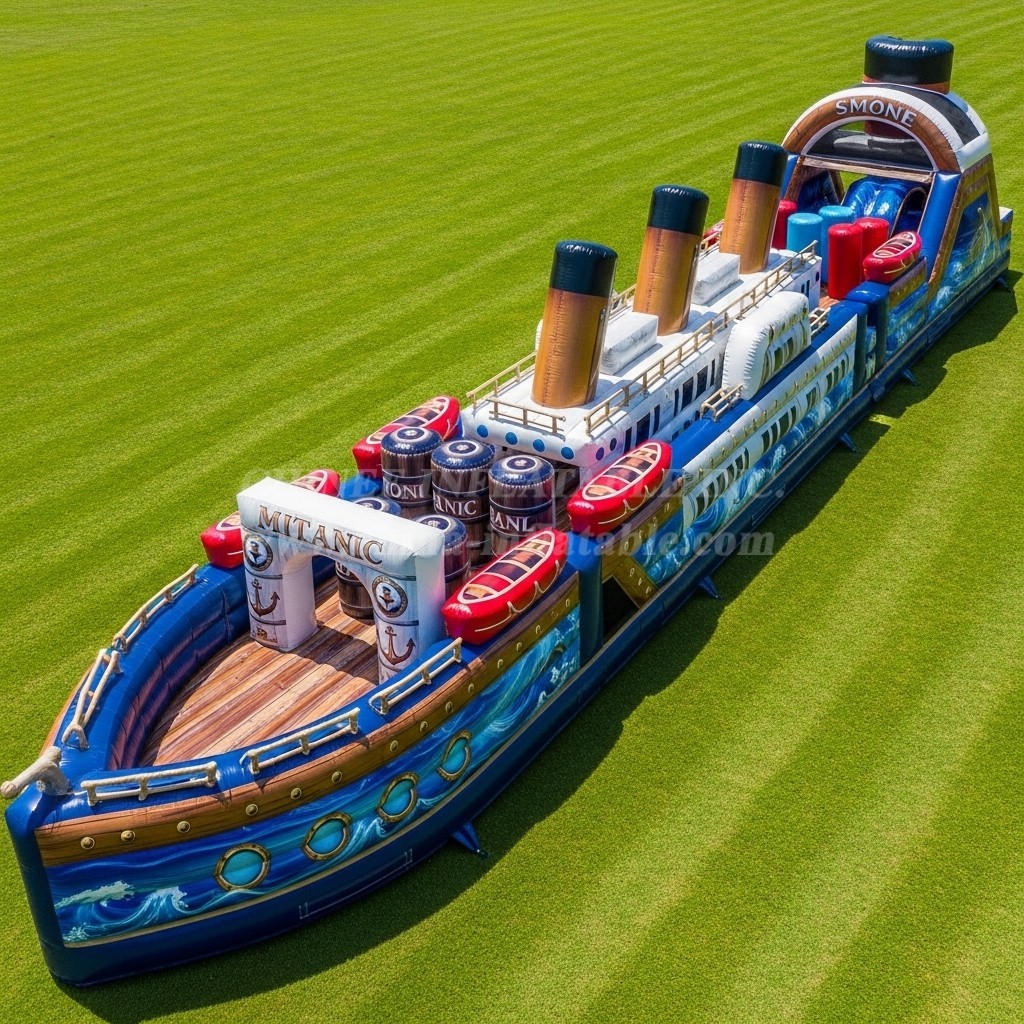 T7-4442 Titanic Theme Inflatable Obstacle Course