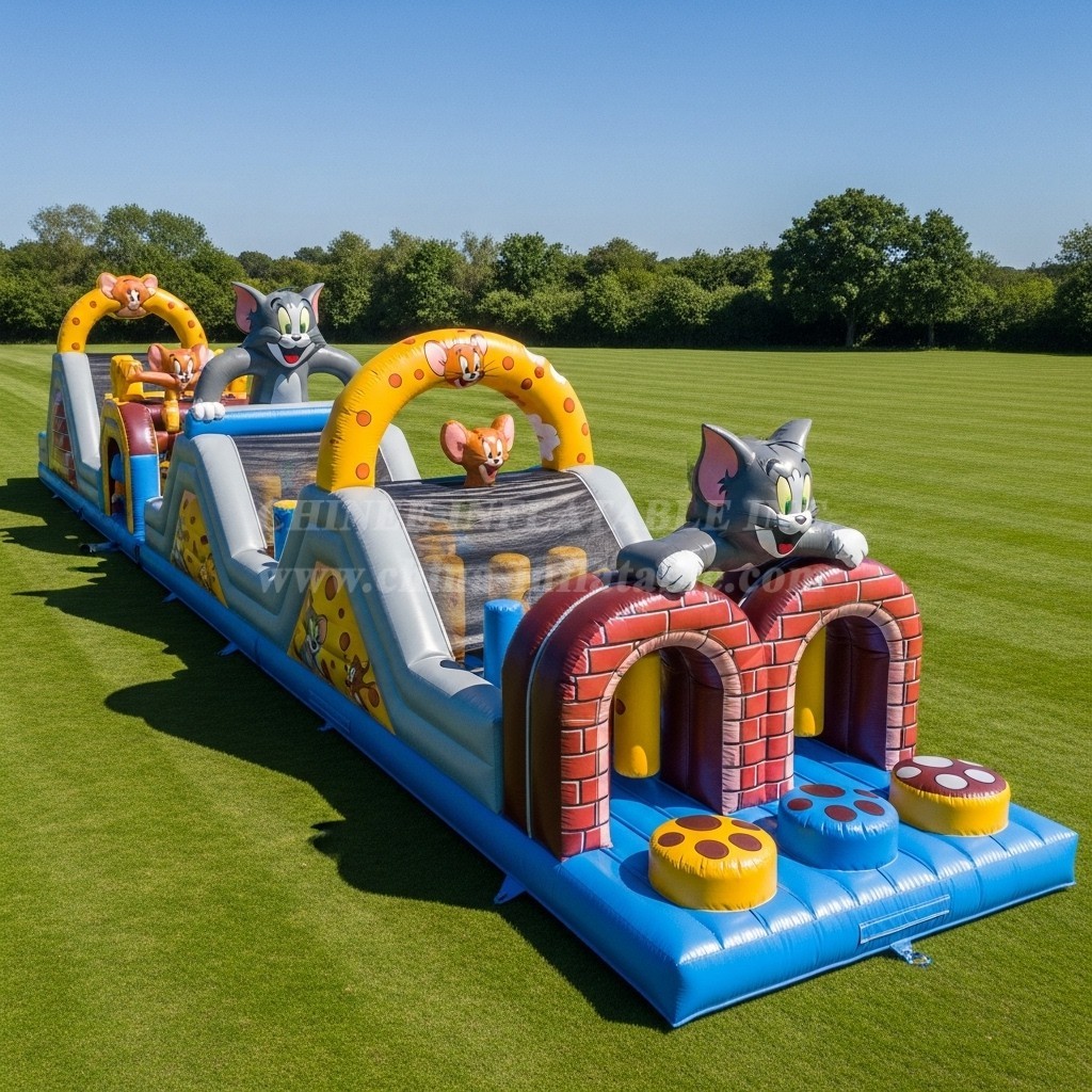 T7-4447 Tom and Jerry Theme Inflatable Obstacle Course