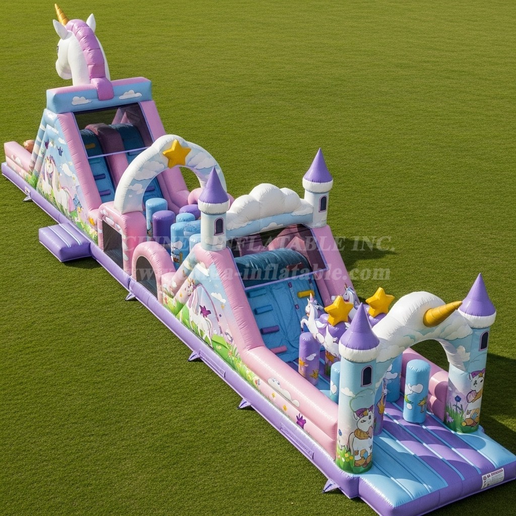 T7-4457 Unicorn Theme Inflatable Obstacle Course