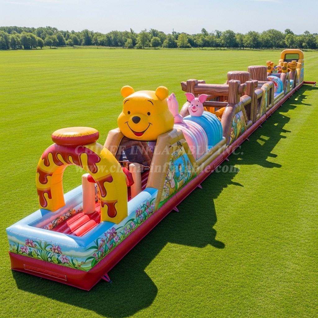T7-4458 Winnie the Pooh Theme Inflatable Obstacle Course