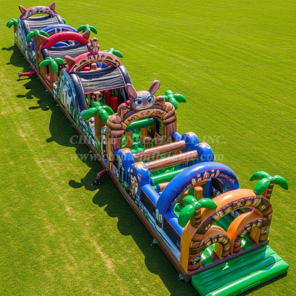 T7-4472 Zootopia Theme Inflatable Obstacle Course