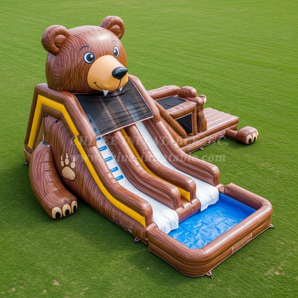 T8-5452 Bear Theme Inflatable Water Slide