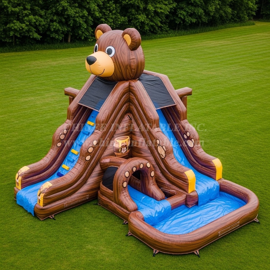 T8-5454 Bear Theme Inflatable Water Slide
