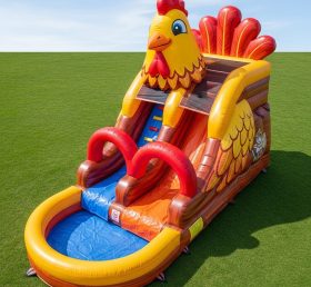 T8-5483 Chicken Theme Inflatable Water Slide