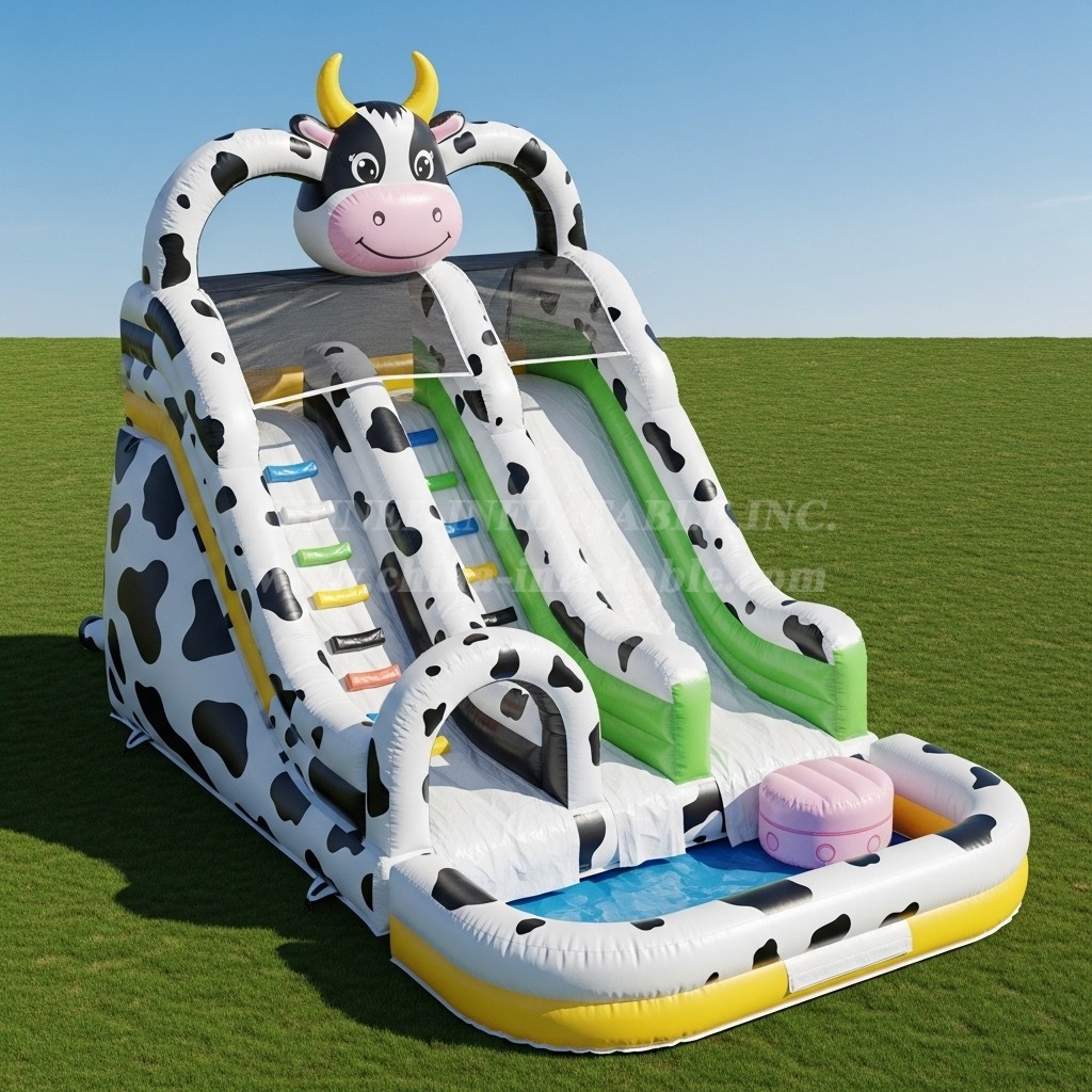 T8-5504 Cow Theme Inflatable Water Slide