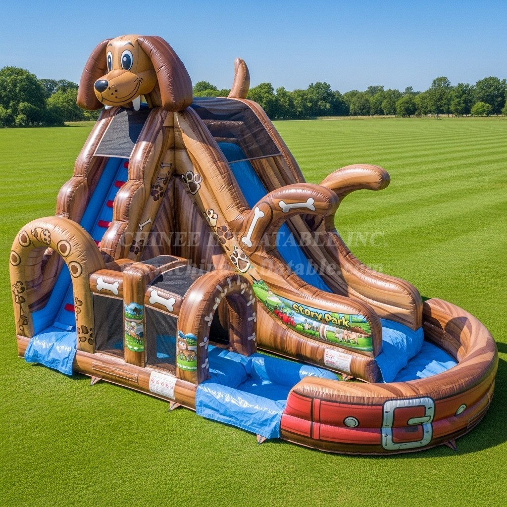 T8-5540 Dog Theme Inflatable Water Slide