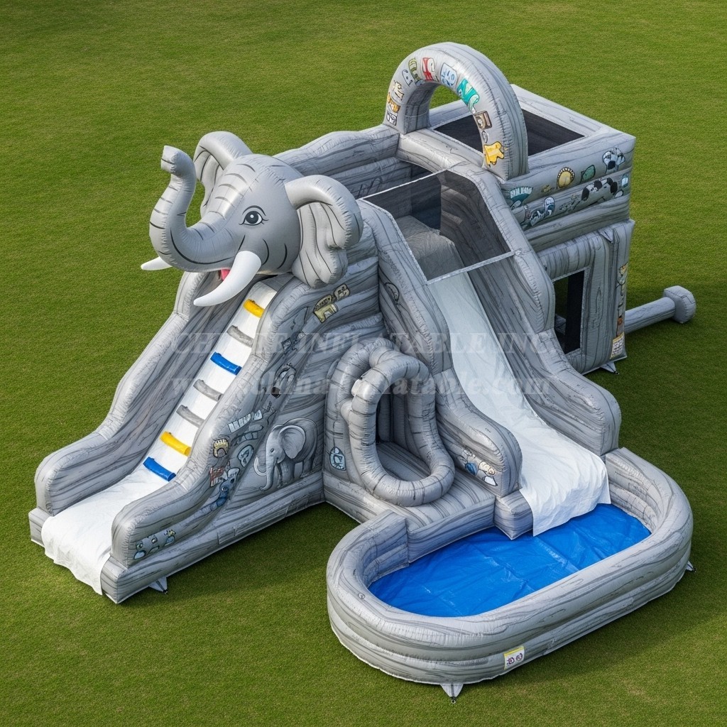T8-5571 Elephant Theme Inflatable Water Slide