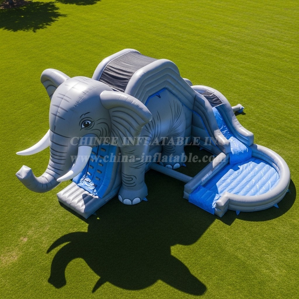 T8-5573 Elephant Theme Inflatable Water Slide