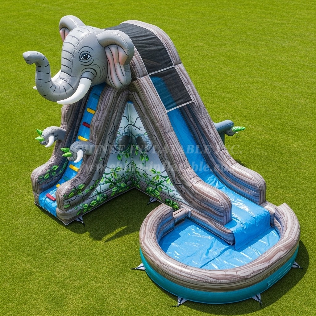 T8-5574 Elephant Theme Inflatable Water Slide