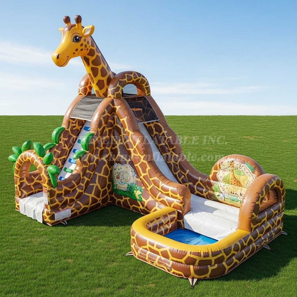 T8-5607 Giraffe Theme Inflatable Water Slide
