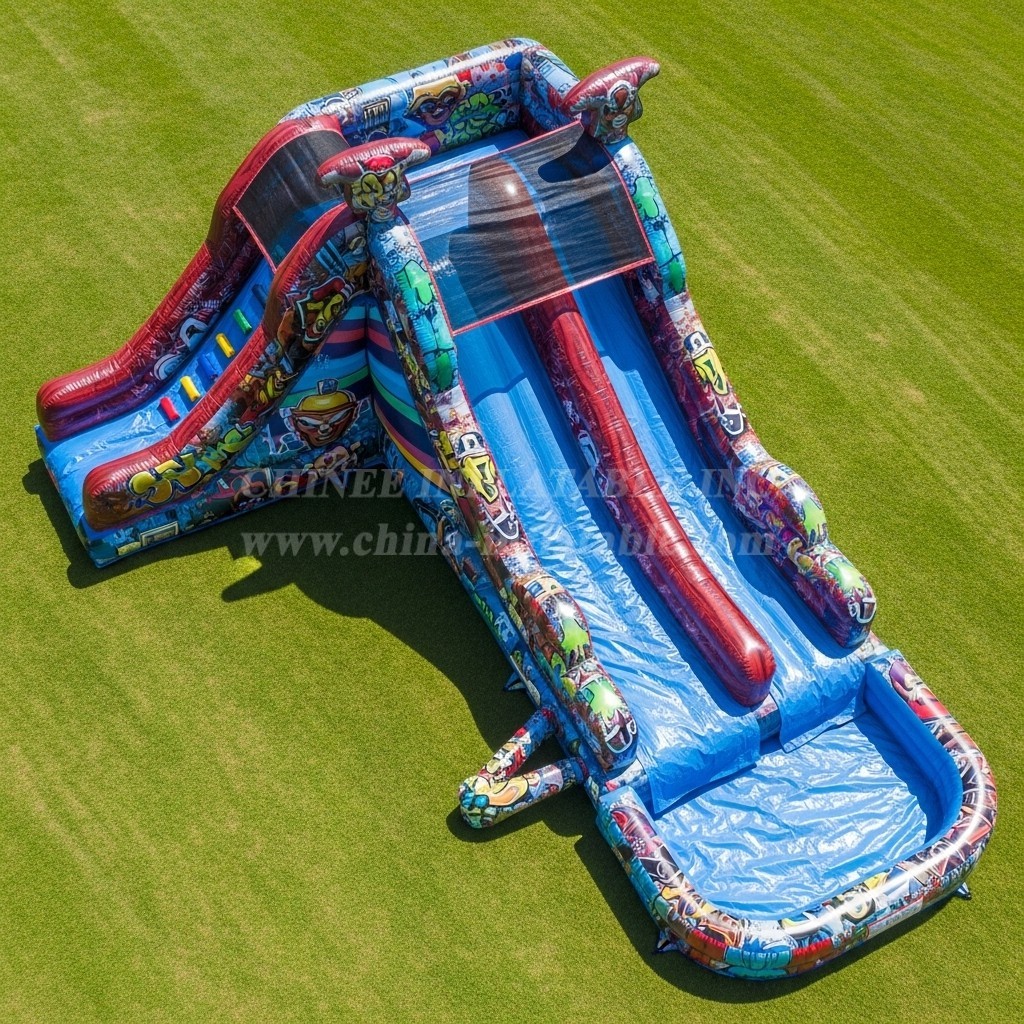 T8-5612 Graffiti Theme Inflatable Water Slide