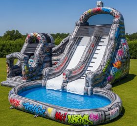 T8-5618 Graffiti Theme Inflatable Water Slide