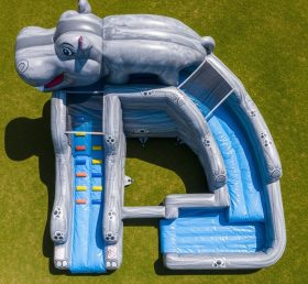 T8-5623 Hippo Theme Inflatable Water Slide