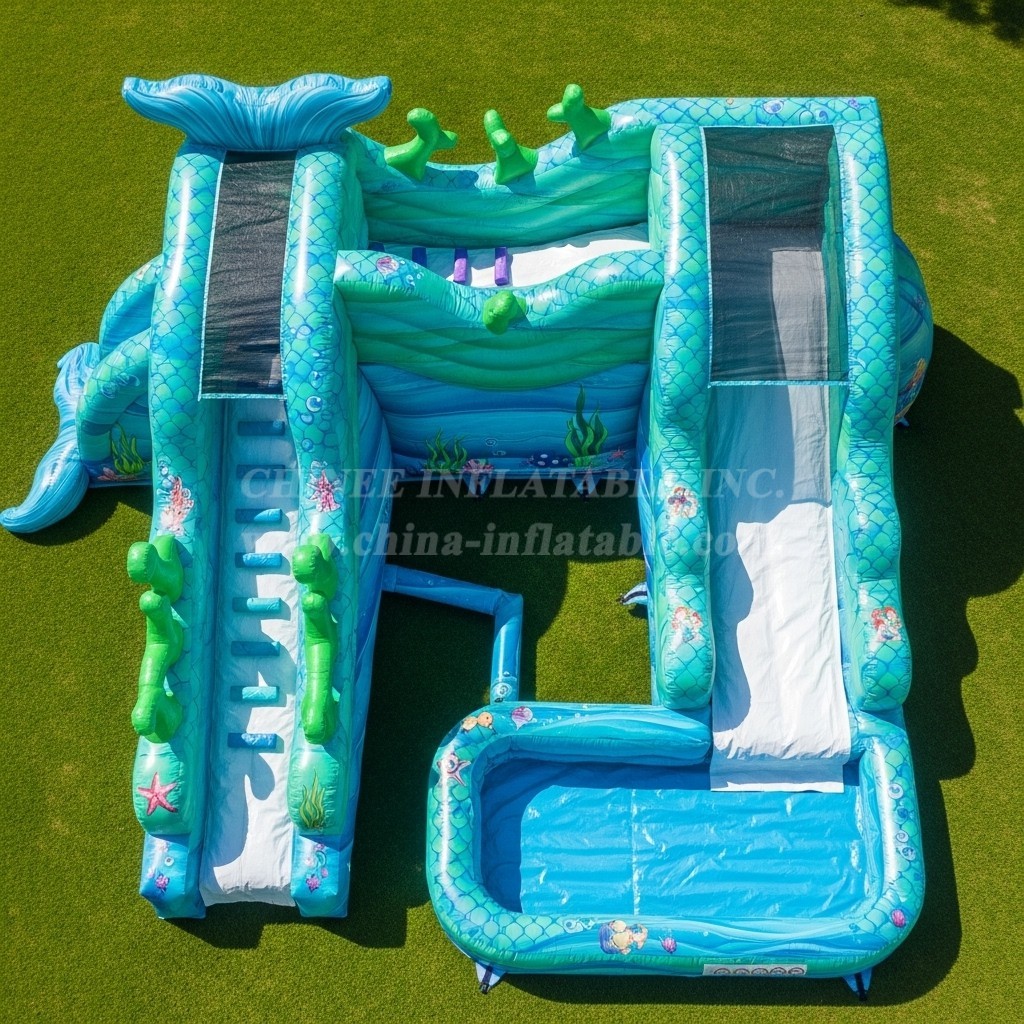 T8-5678 Mermaid Theme Inflatable Water Slide