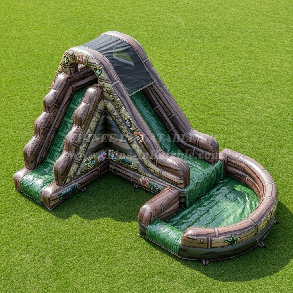 T8-5686 Military Style Theme Inflatable Water Slide