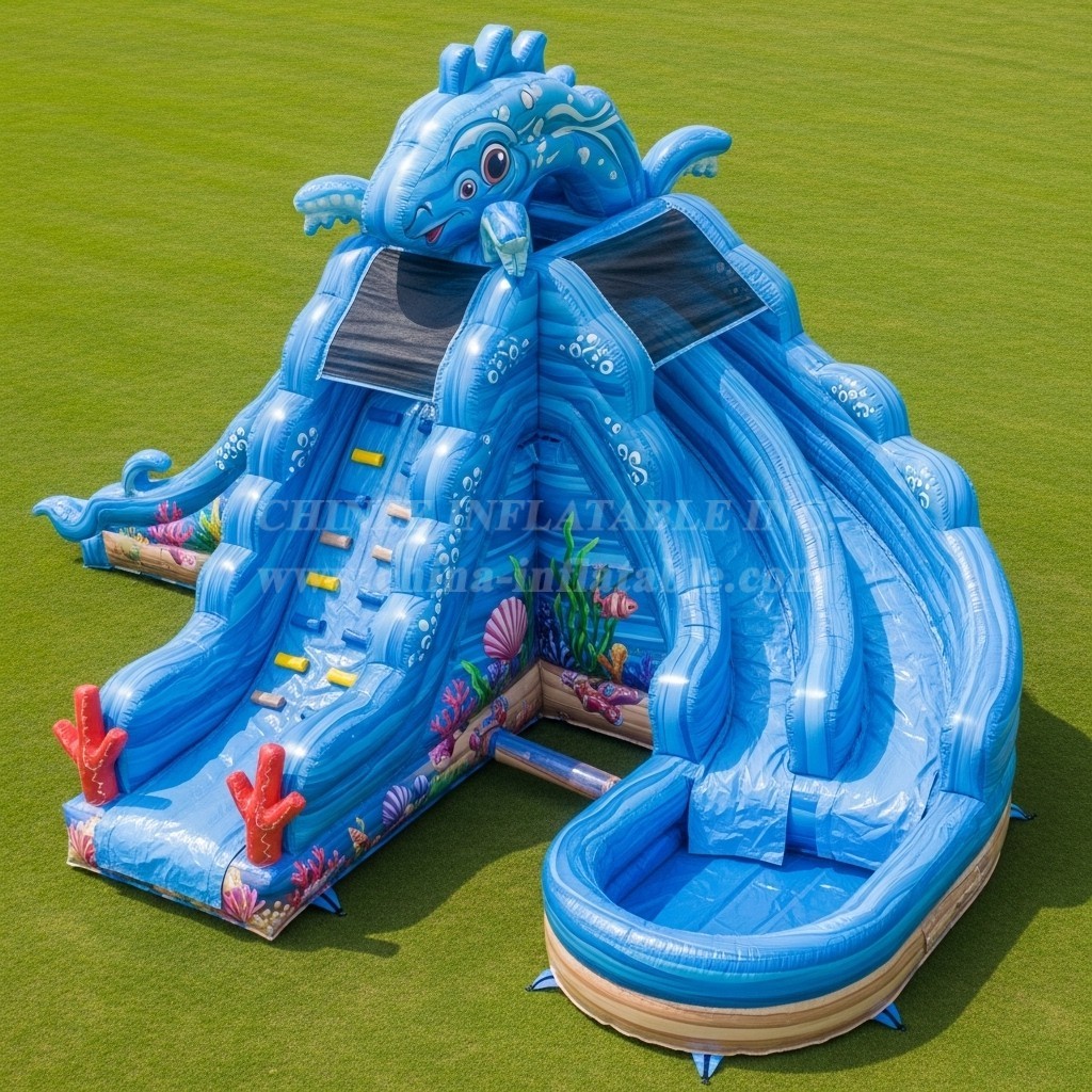 T8-5705 Ocean Theme Inflatable Water Slide
