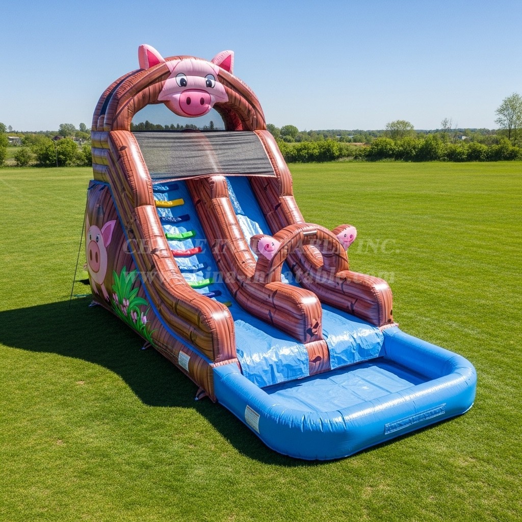 T8-5750 Pig Theme Inflatable Water Slide