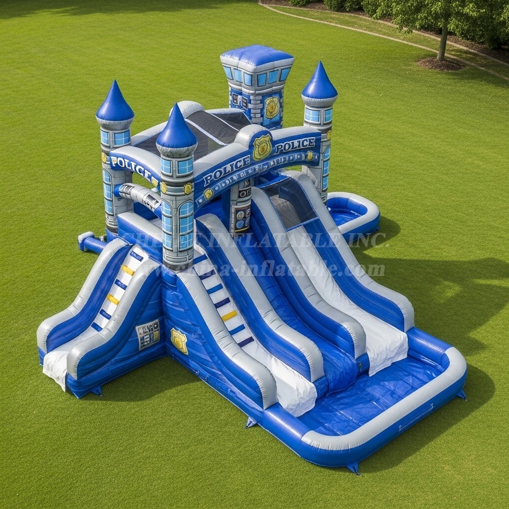 T8-5762 Police Station Theme Inflatable Water Slide