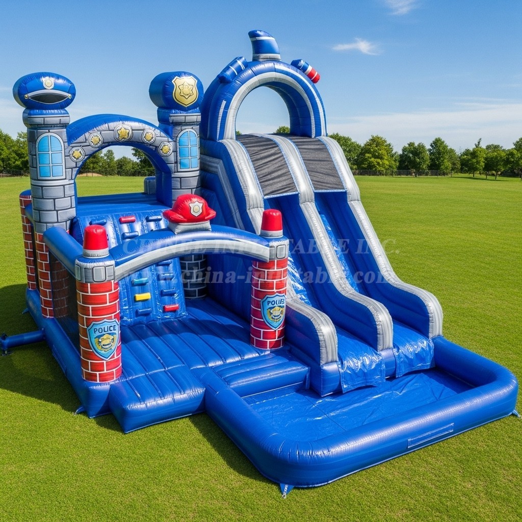T8-5763 Police Station Theme Inflatable Water Slide