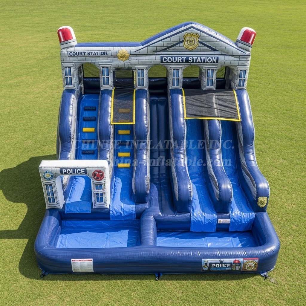 T8-5766 Police Station Theme Inflatable Water Slide