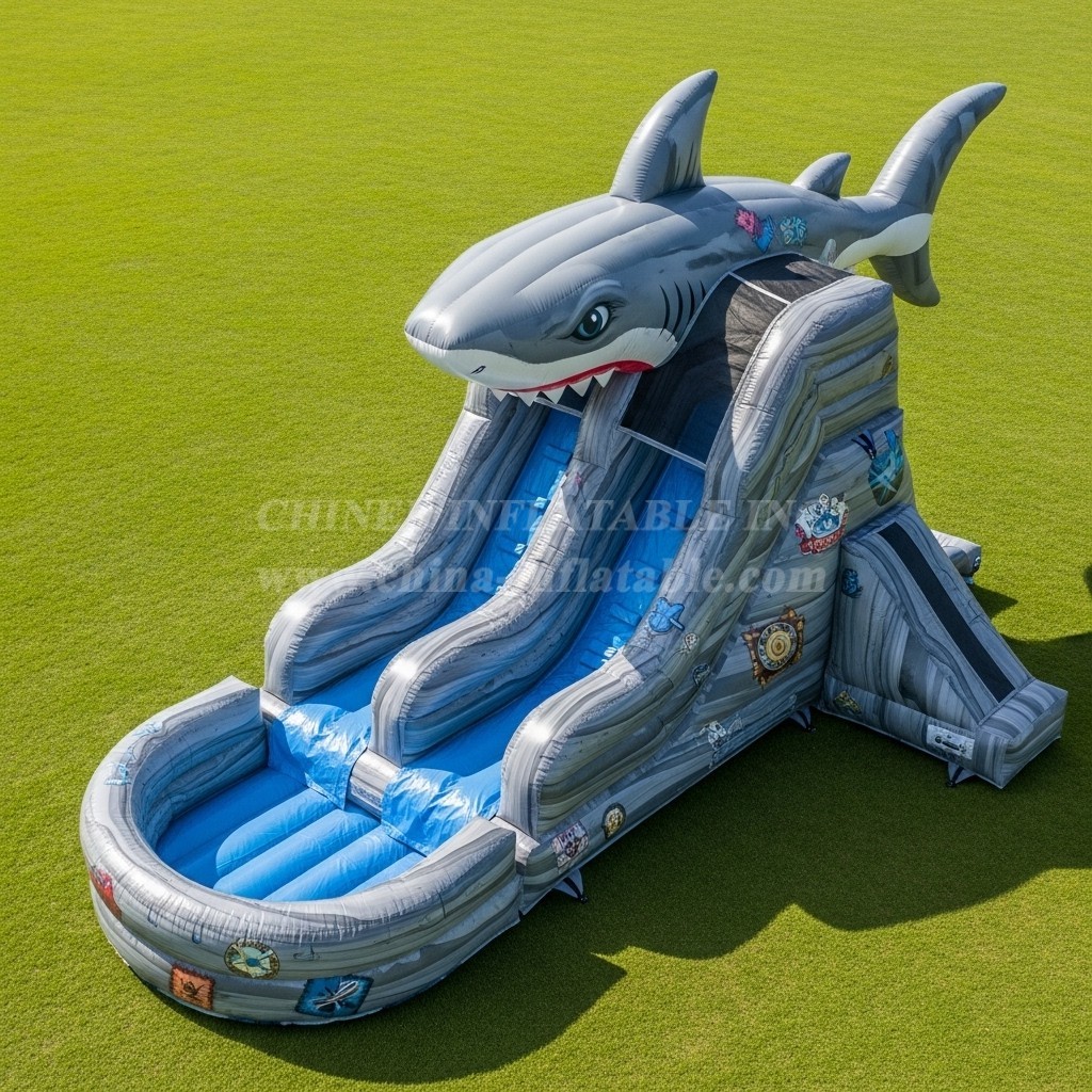 T8-5804 Shark Theme Inflatable Water Slide