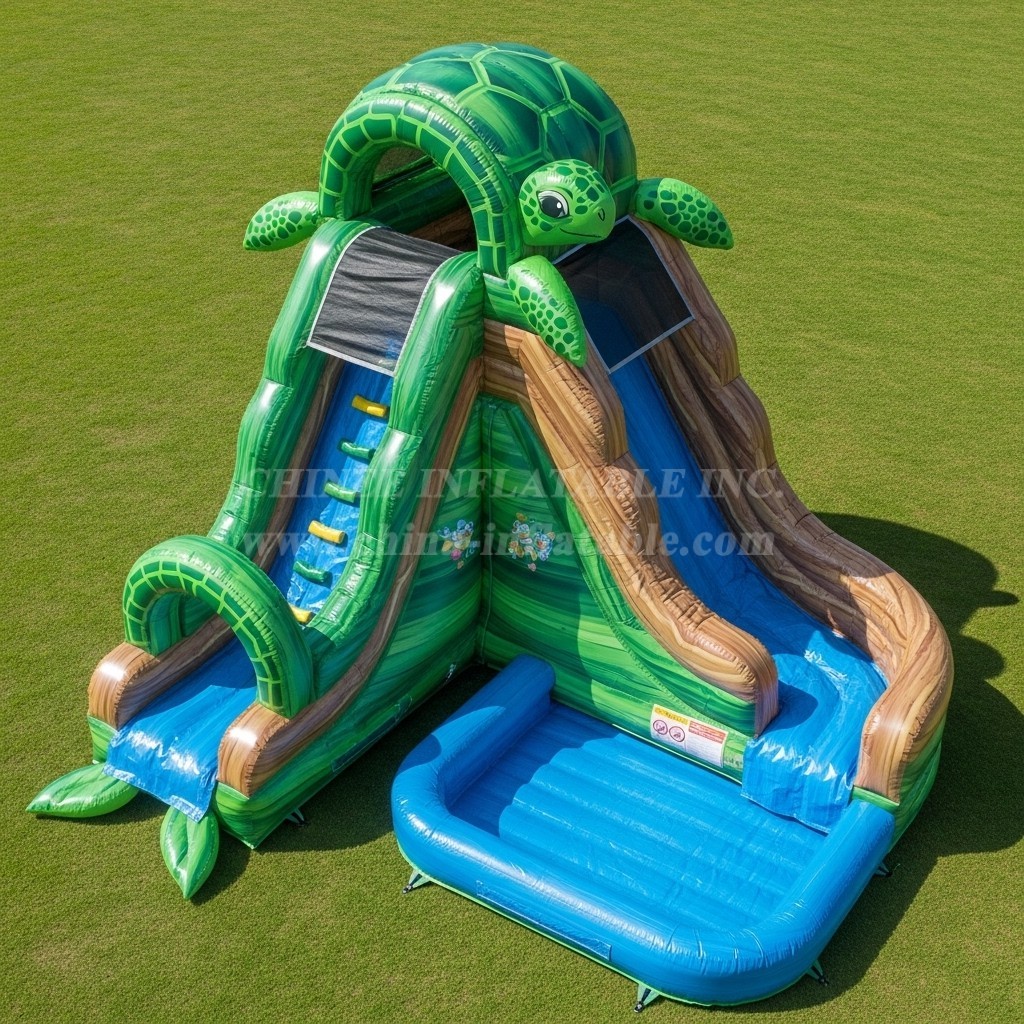T8-5853 Turtle Theme Inflatable Water Slide