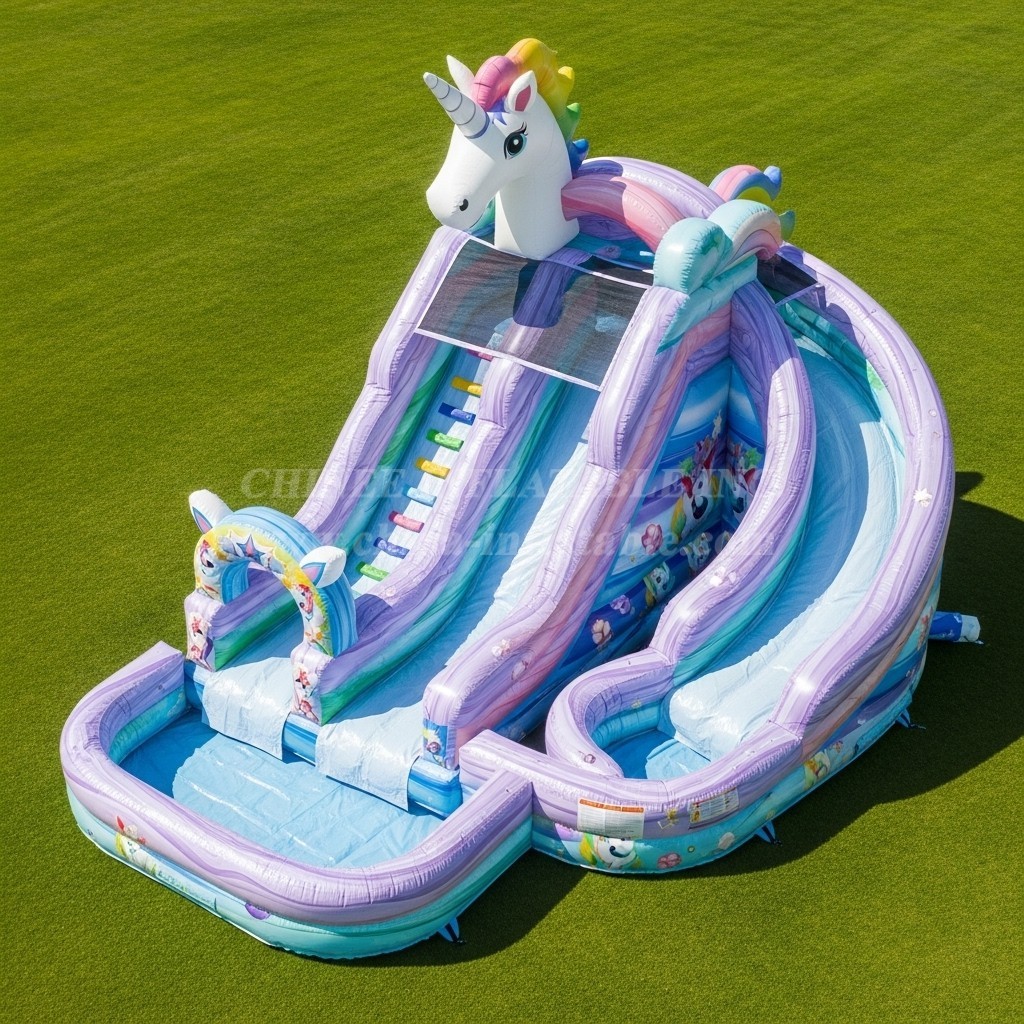 T8-5862 Unicorn Theme Inflatable Water Slide