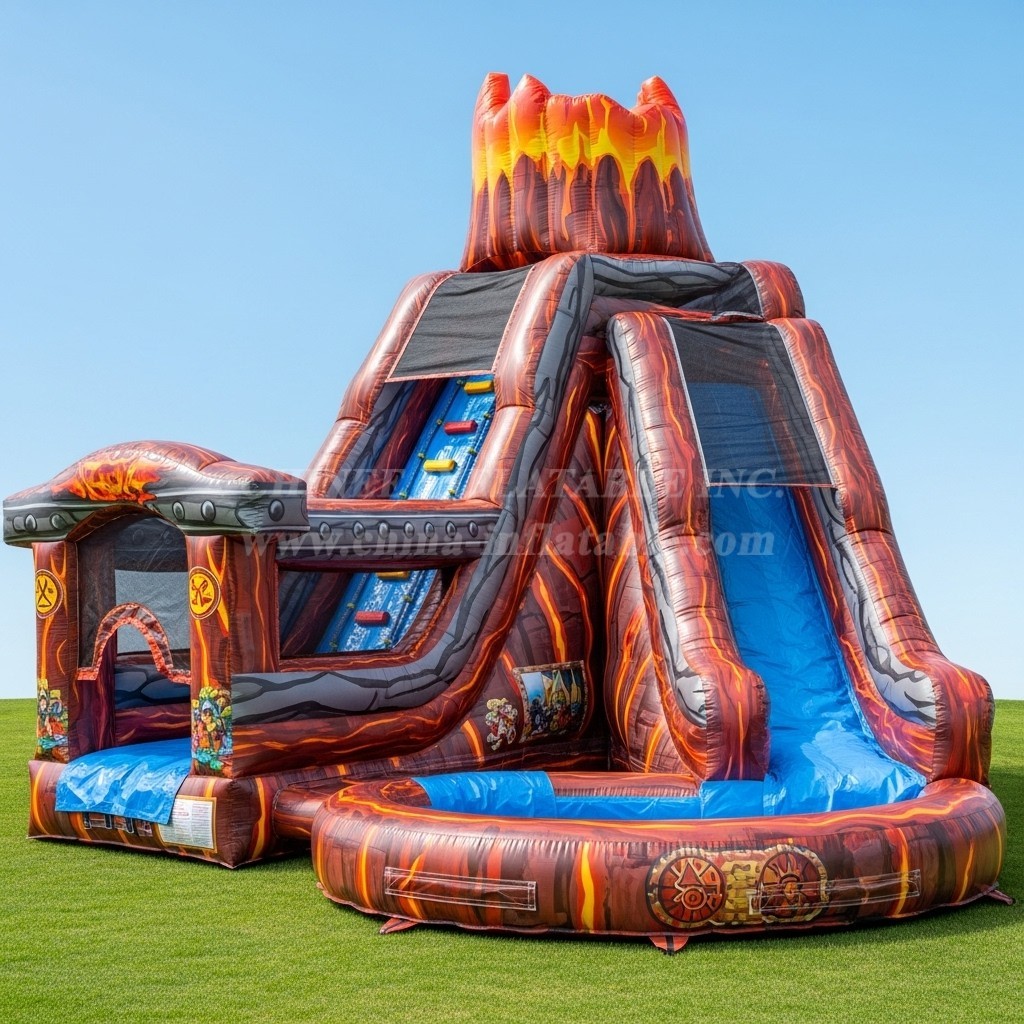 T8-5864 Volcano Theme Inflatable Water Slide