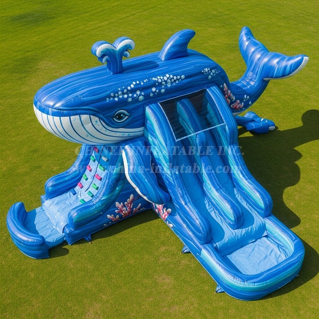 T8-5874 Whale Theme Inflatable Water Slide
