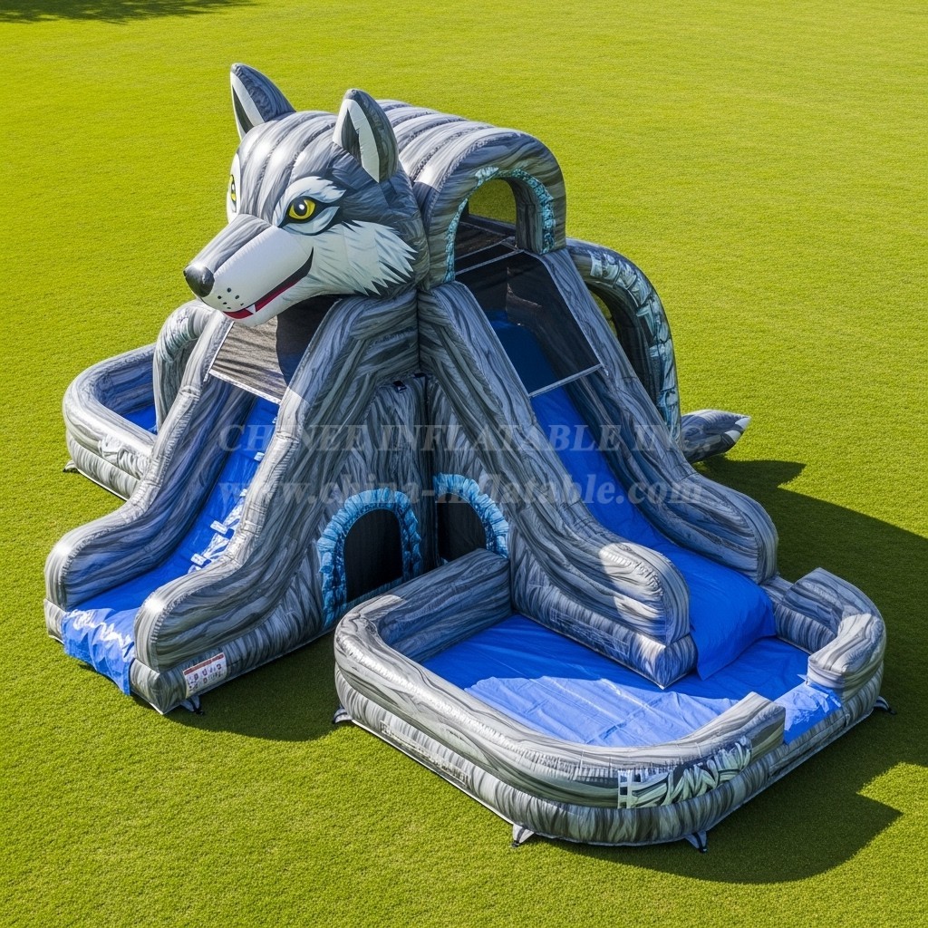 T8-5894 Wolf Theme Inflatable Water Slide