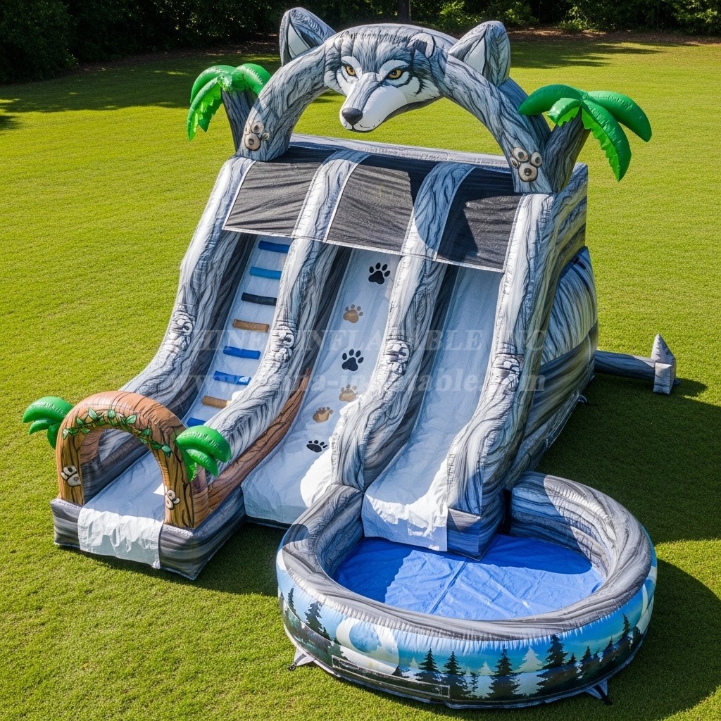 T8-5895 Wolf Theme Inflatable Water Slide